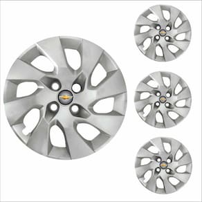 Jogo Calota Aro 15 Onix Prisma 2014 à 2016 Chevrolet GM + Emblema Resinado