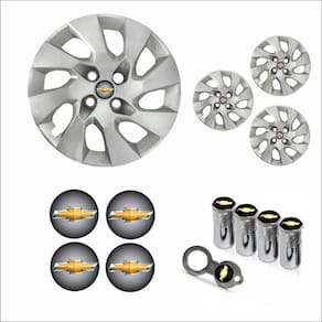 Jogo Calota Aro 15 Onix Prisma 2014 à 2016 Chevrolet GM + Emblema Resinado + Tampa Ventil Antifurto