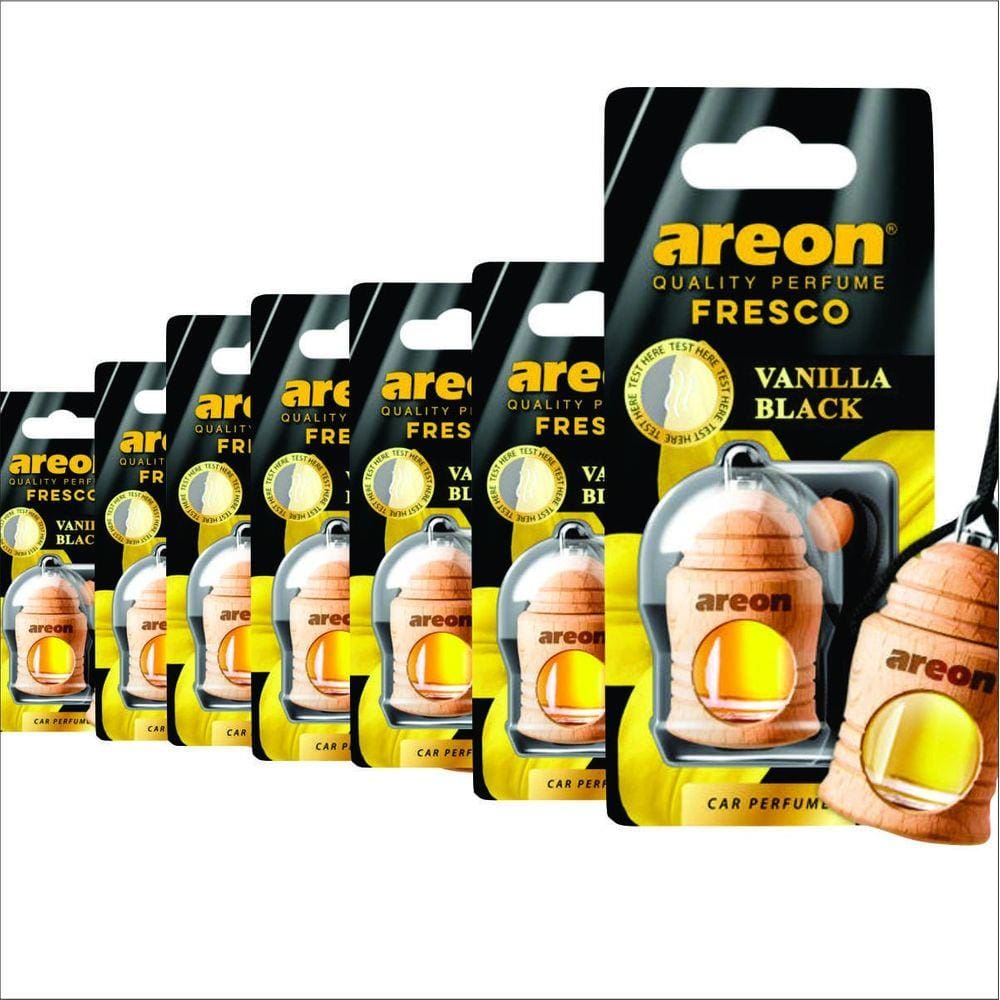 Aromatizante Areon Fresco Vanilla Black 4ml - 7 Peças - Perfume Automotivo Odorizador Baunilha