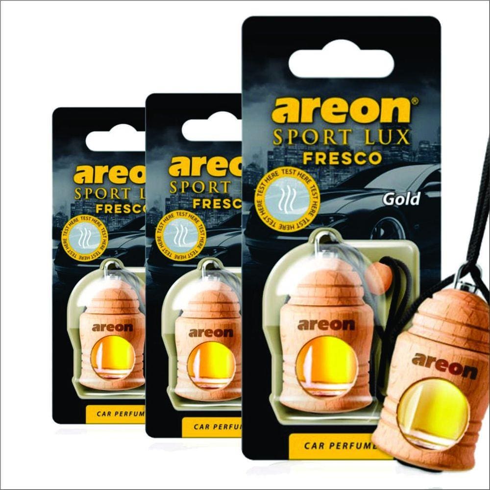 Aromatizante Areon Fresco Sport Lux Gold 4ml - 3 Peças - Perfume Automotivo Odorizador Ouro