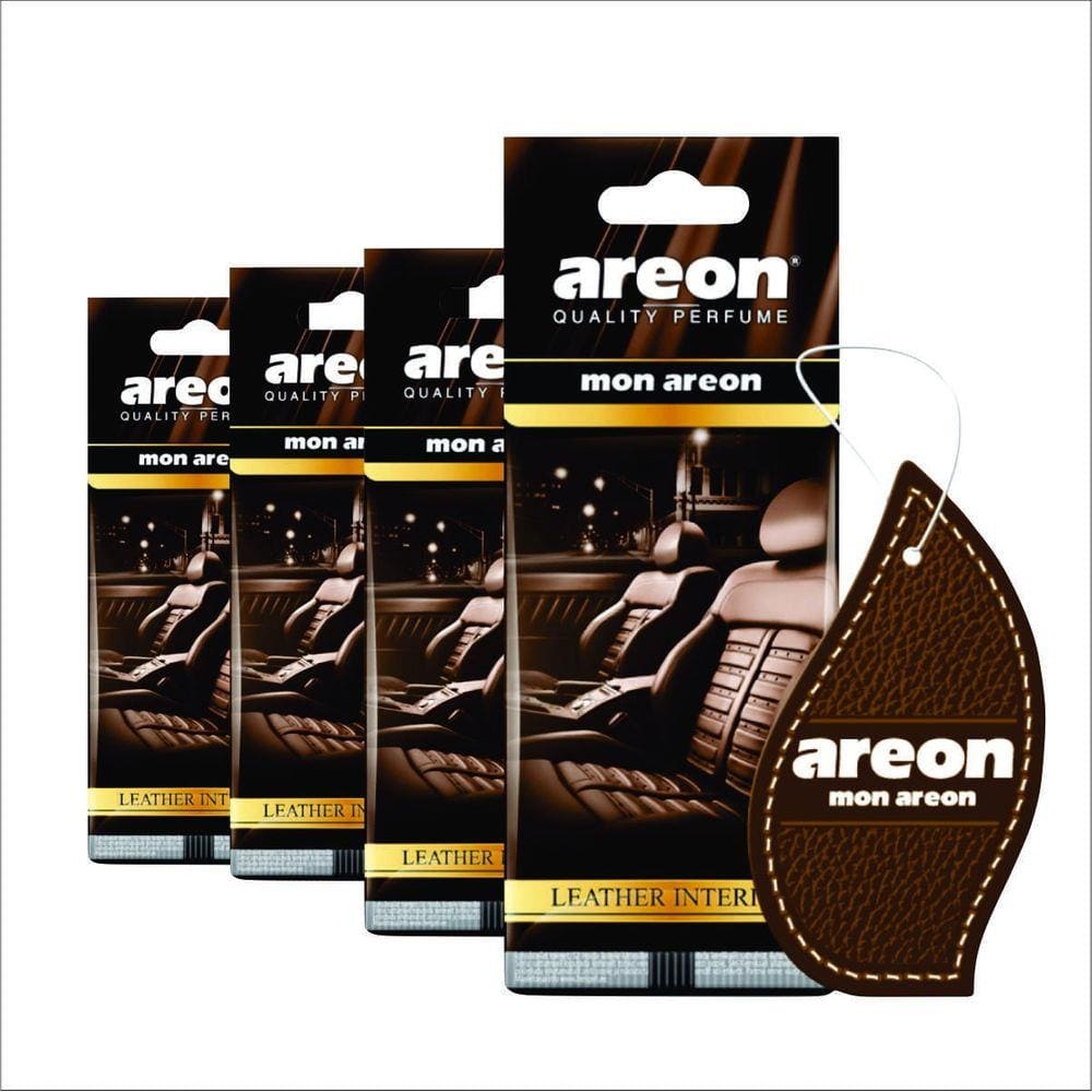 Aromatizante Mon Areon Leather Interior - 4 Peças - Perfume Automotivo Odorizador Couro