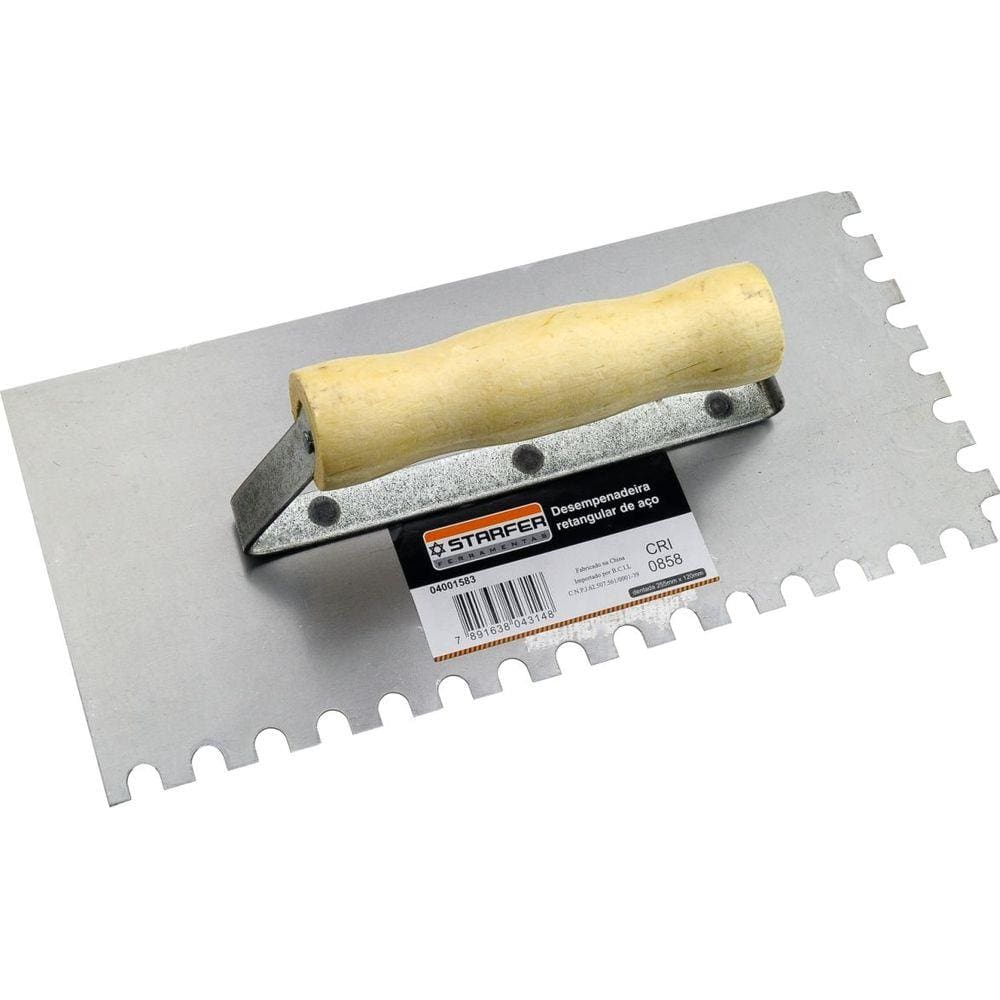 Desempenadeira Retangular Dentada 255x120mm Starfer