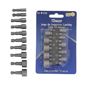 Jogo Bits Soquetes Canhão Parafusadeira 10 Peças 4 À 13Mm