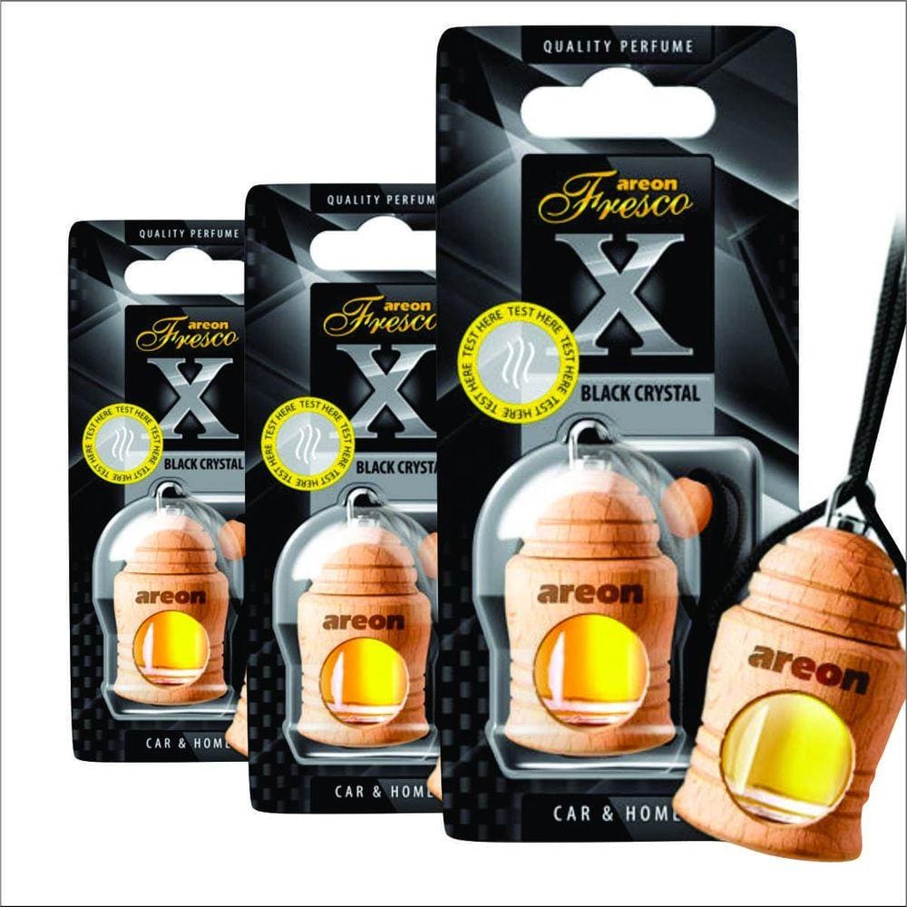 Aromatizante Areon Fresco X Version Black Crystal 4ml - 3 Peças - Perfume Automotivo Odorizador