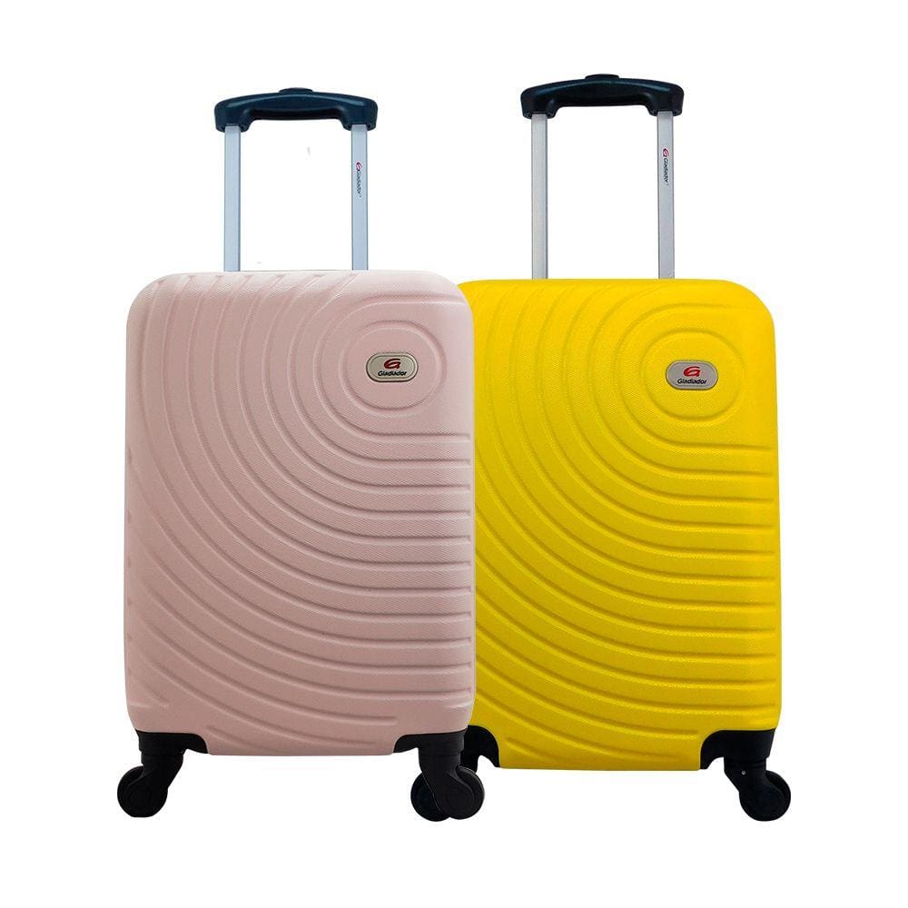 Kit Duas Malas De Bordo Rígidas 360º - Gladiador A7 - Amarelo e Rosé