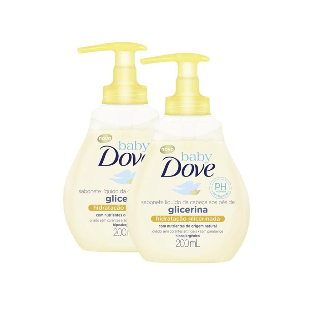 Kit 2 Sabonetes Líquido Baby Dove Hidratação Glicerinada da Cabeça aos Pés 200ml