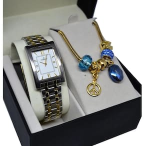 Relogio Champion Feminino Quadrado Misto Ch22395o + Kit Pulseira Berloque