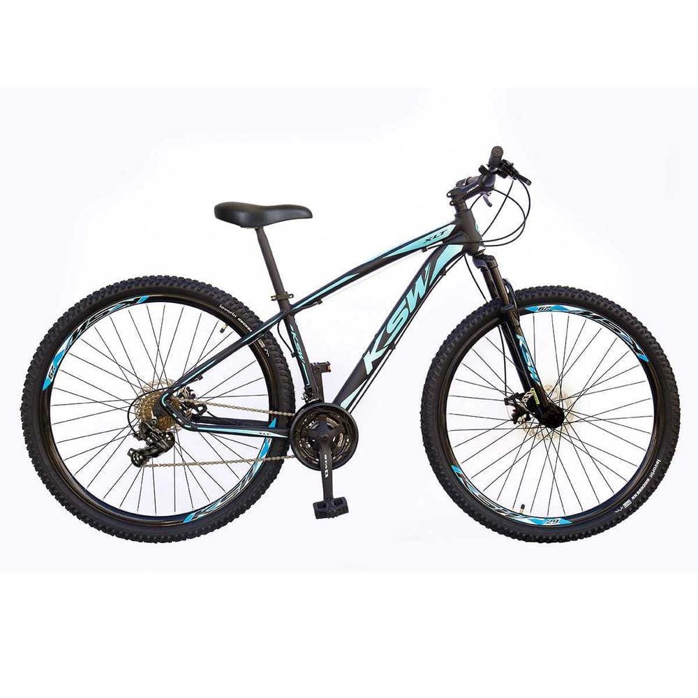 Bicicleta Aro 29 KSW XLT 2020 24v Hidráulico Preto e Azul 21