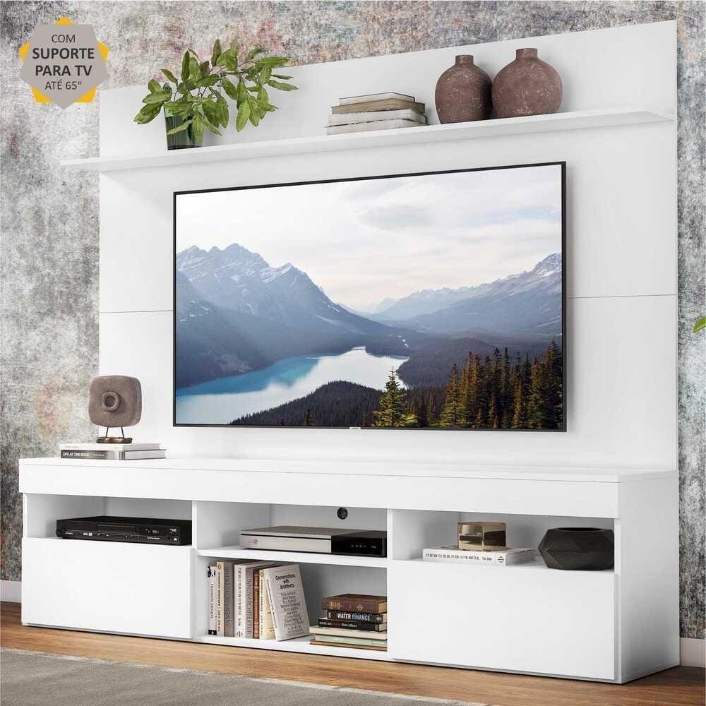 Rack com Painel e Suporte TV 65" com Prateleira Madri Multimóveis