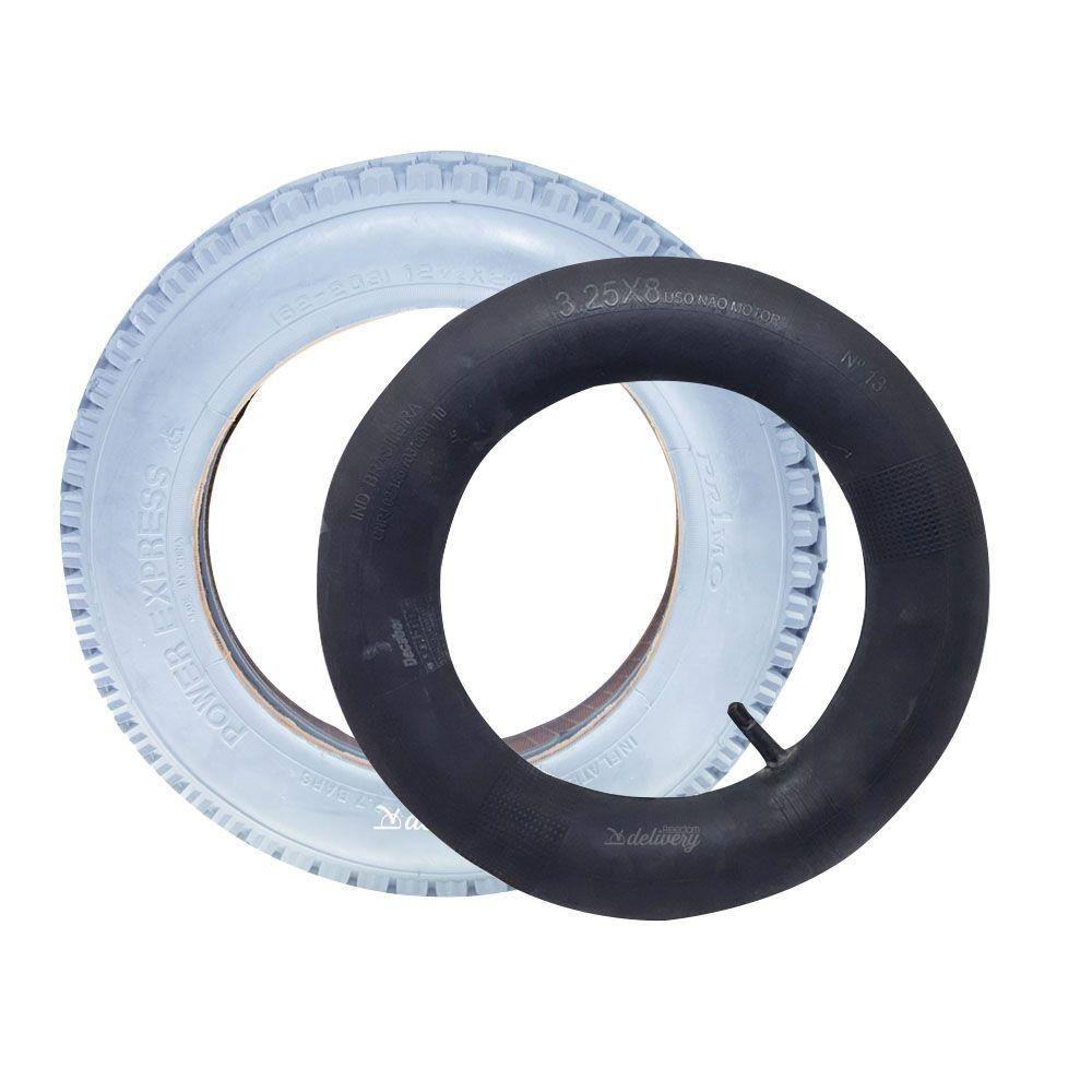 Kit Pneu Traseiro 12 1/2x2.1/4 e câmera de ar 3,25x8 Freedom