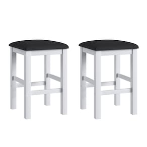 Conjunto De Banquetas Móveis Canção 2909 Estofadas 2 Peças Branco/Preto