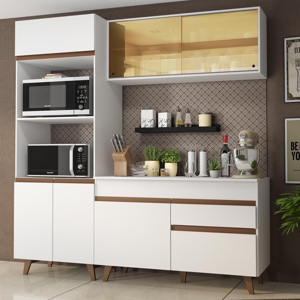 Cozinha Compacta Reims com Armário e Balcão Branco Madesa