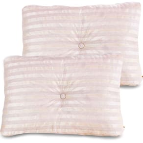 Kit 2 Peças Almofada com Enchimento Flocos de Espuma Capitone com Botão Jacquard 45x65cm - BF Colchões