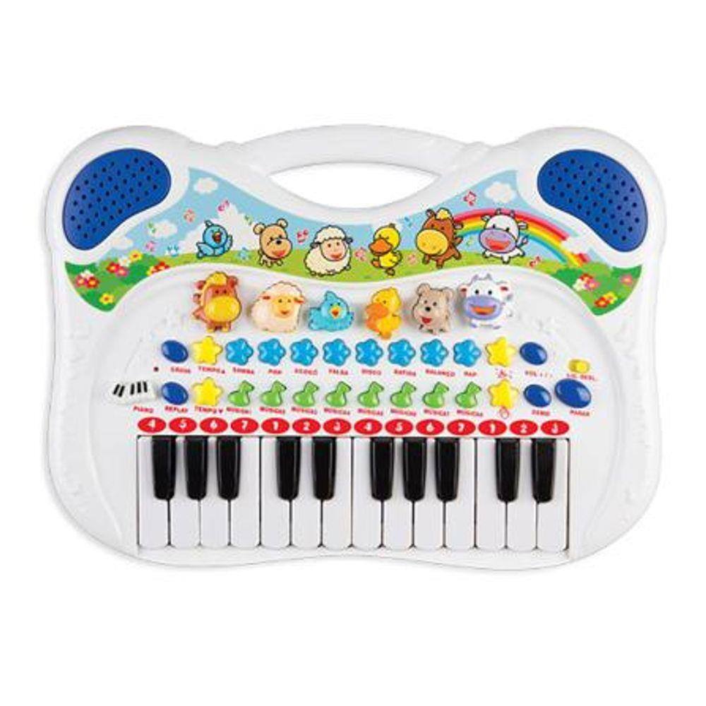 Piano Teclado Animal Brinquedo Infantil Sons Fazenda Sitio - ROSA