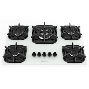 Cooktop Mueller 5 bocas Branco com Queimador Tripla chama