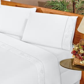 Jogo De Cama Queen Size Bordado 4 Peças Imperial Branco