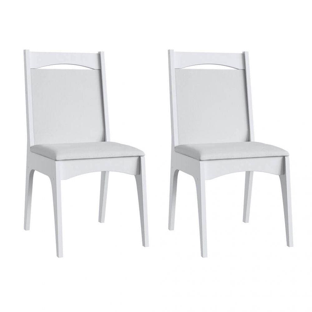 Kit 2 Cadeiras Mdf Brancas Assento Branco Móveis Canção