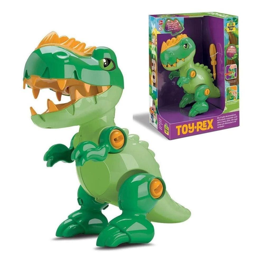 Brinquedo Dinossauro Rex Attack Branco Para Colorir + Pincel + 6 Tintas