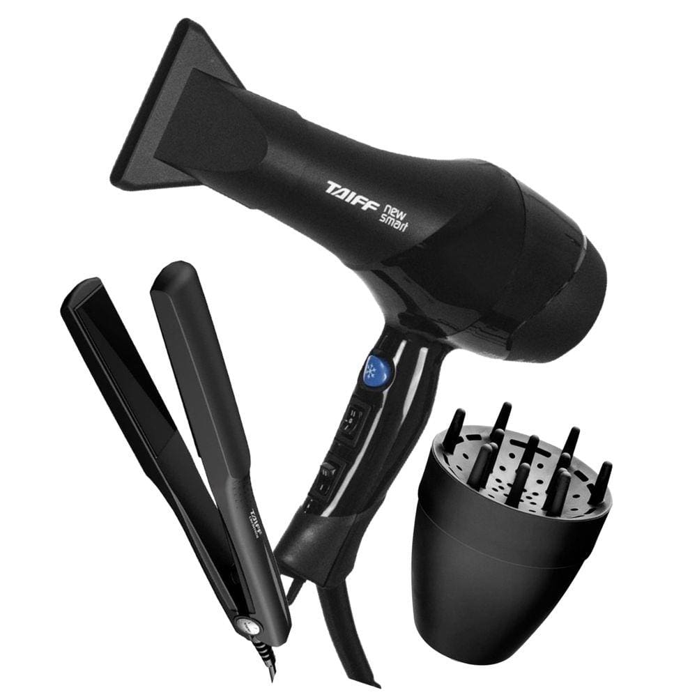 Kit Taiff - Secador Prof. New Smart 1700W + Prancha Ceramica 180ºc Biv + Difusor Novo