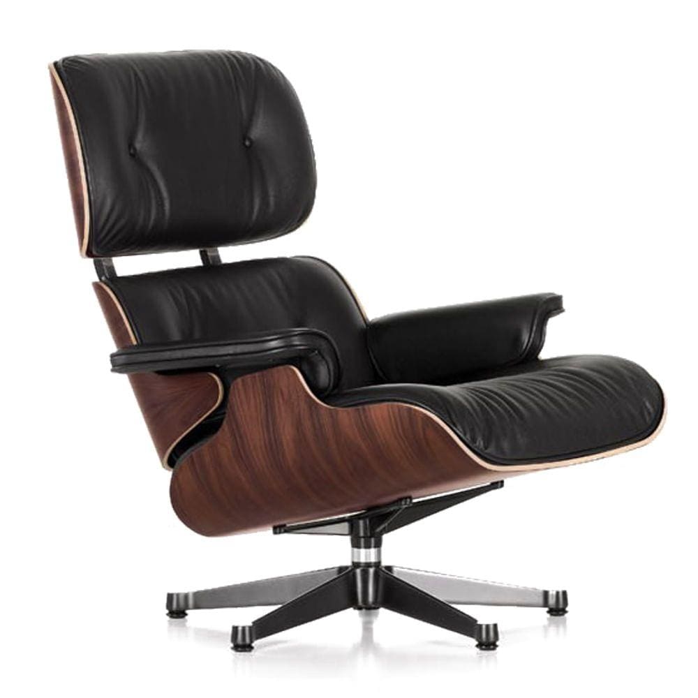 Poltrona Charles Eames em Couro Natural - Preto