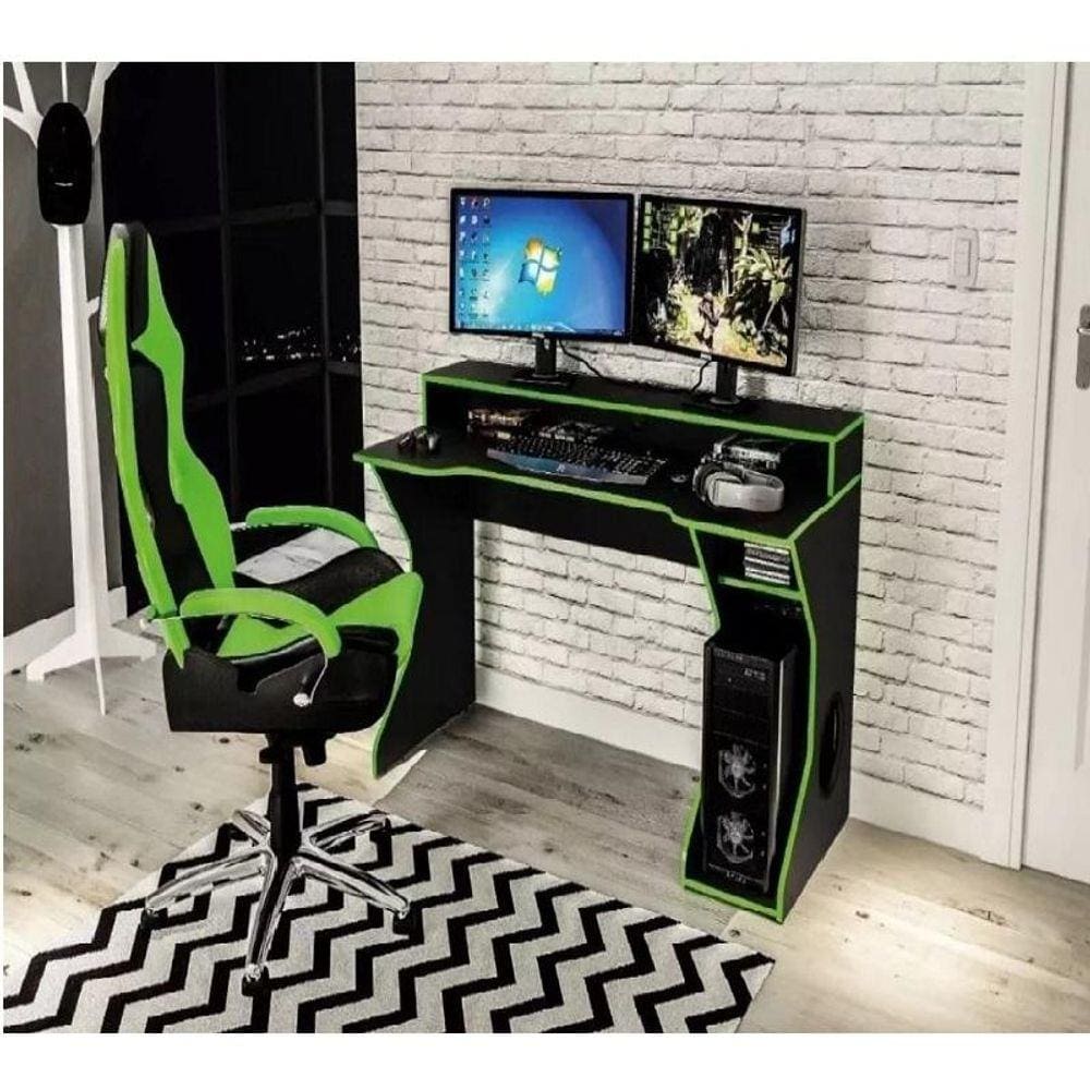 Mesa Gamer Fremont Politorno Preto Verde | Pontofrio