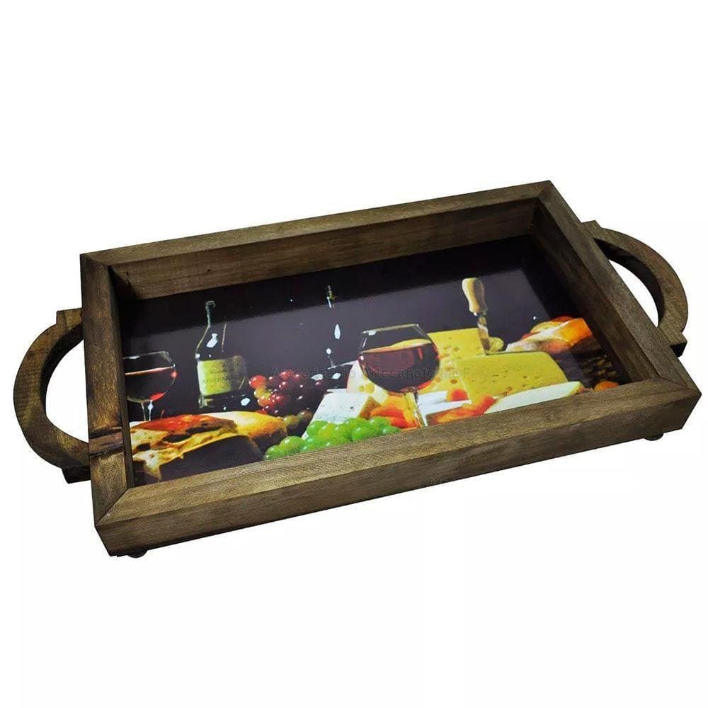 Bandeja Com Alça – Café Da Manhã – Suporte Bebidas – Vinhos