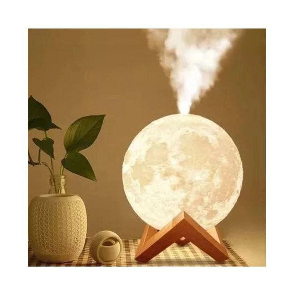 Umidificador Aromatizador Luminária Abajur Lua Cheia 3D