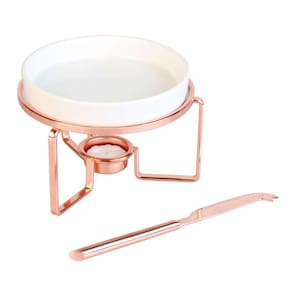Rechaud De Cerâmica Para Queijo Brie Com Faca - Cor Rose