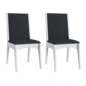 Kit 2 Cadeiras Mdf Branco Assento Preto Móveis Canção