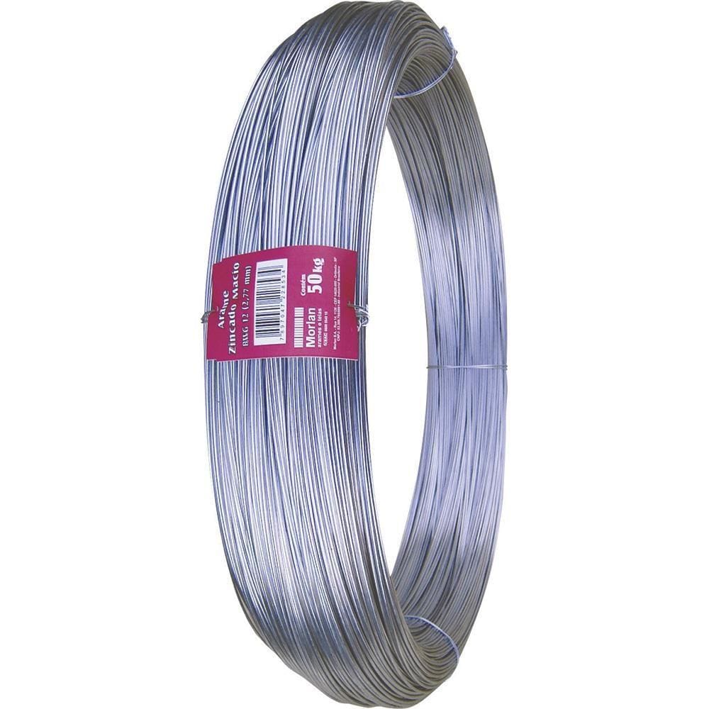 Arame Liso Galvanizado Morlan 12 Industrial Rolo 50Kg