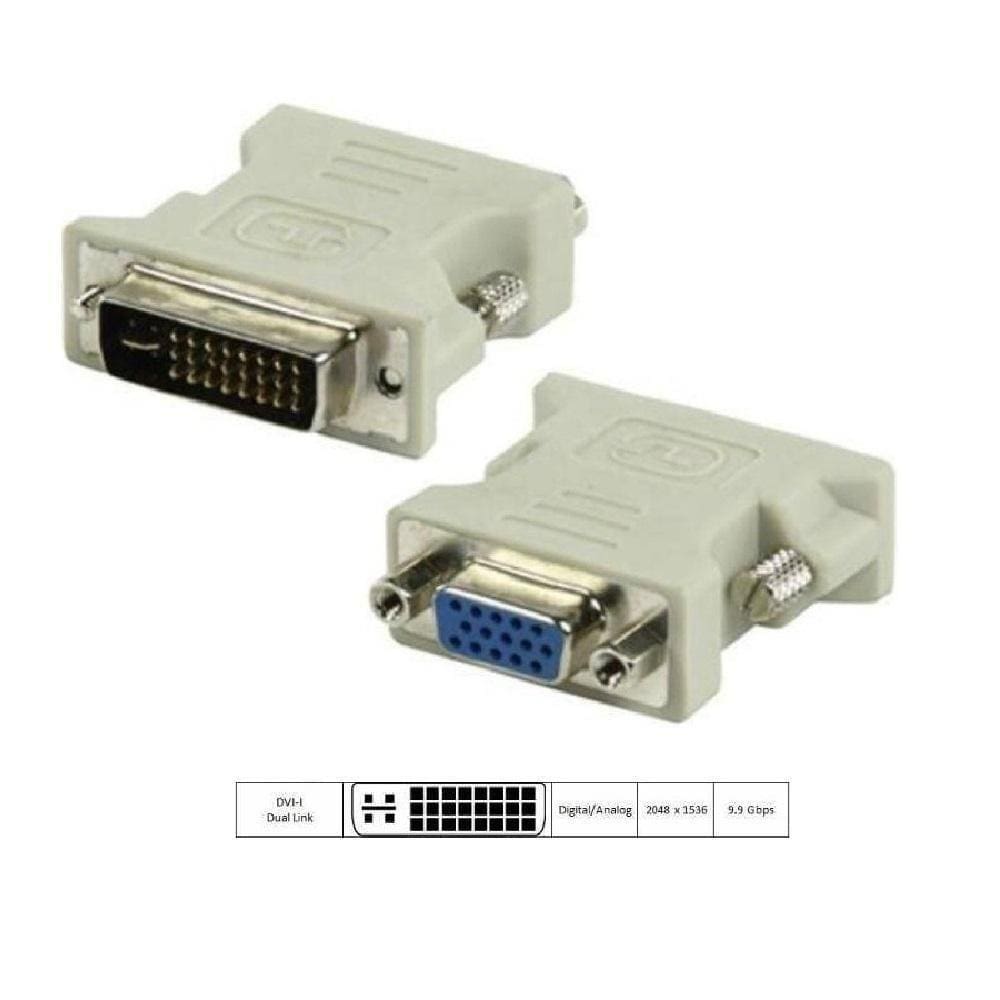 Adaptador Dvi-i Dual Link 24+5 Pinos Macho X Vga Fêmea