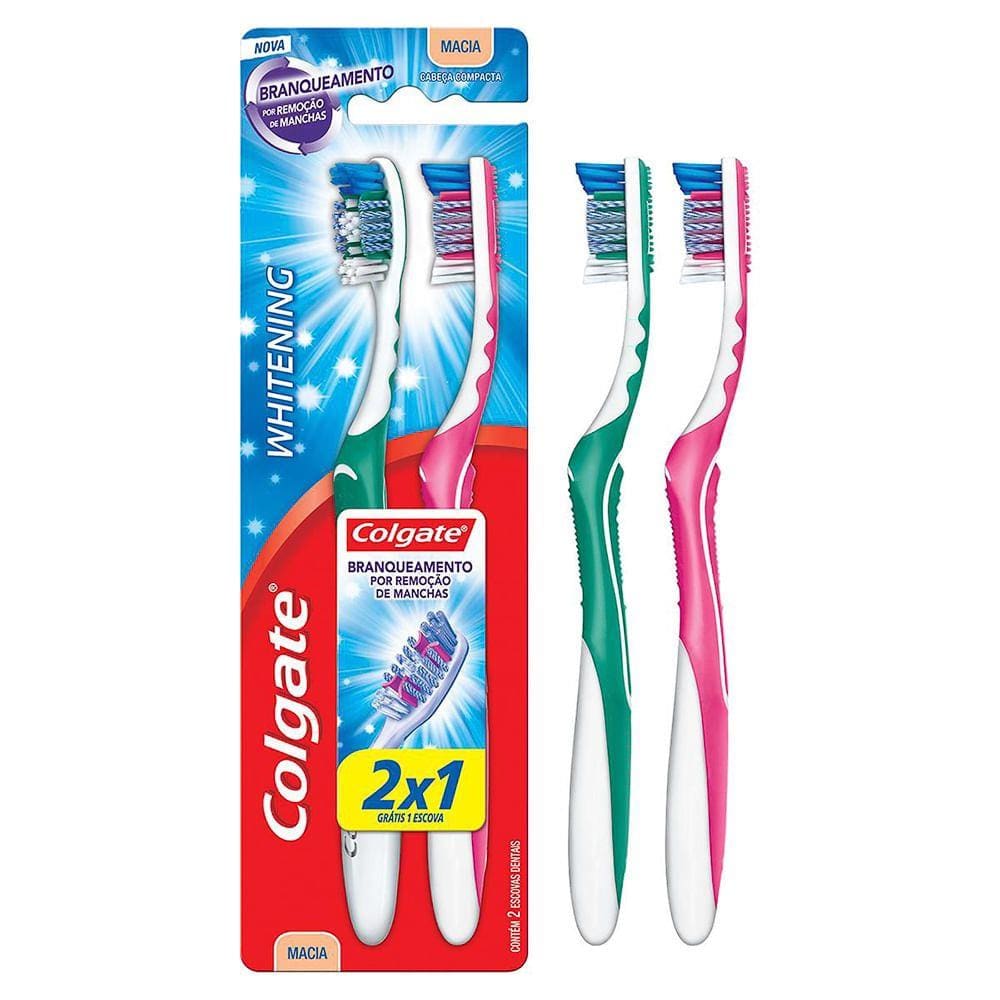 Escova Dental Colgate Whitening Macia Cores Sortidas