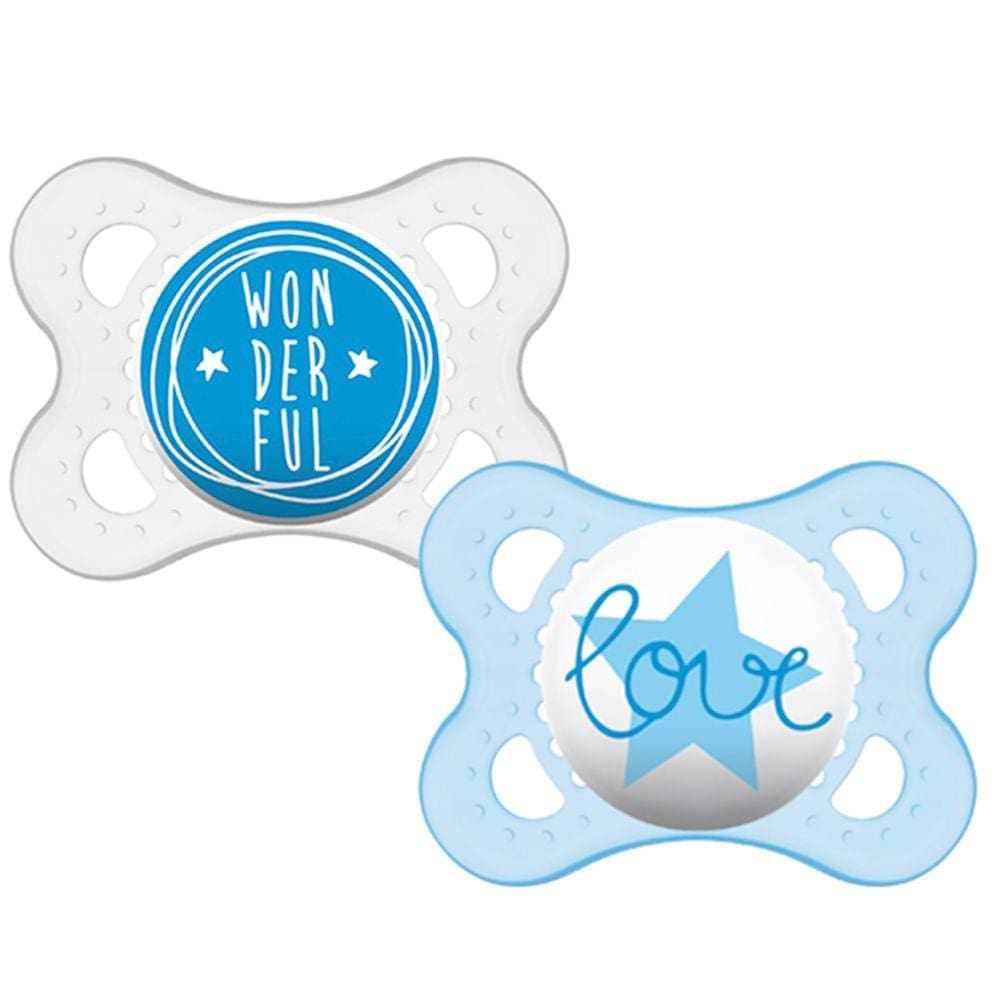 Chupeta Mam Sayings Silicone 0 a 6 Meses Boys Desenhos e Cores Sortidas 2 Unidades