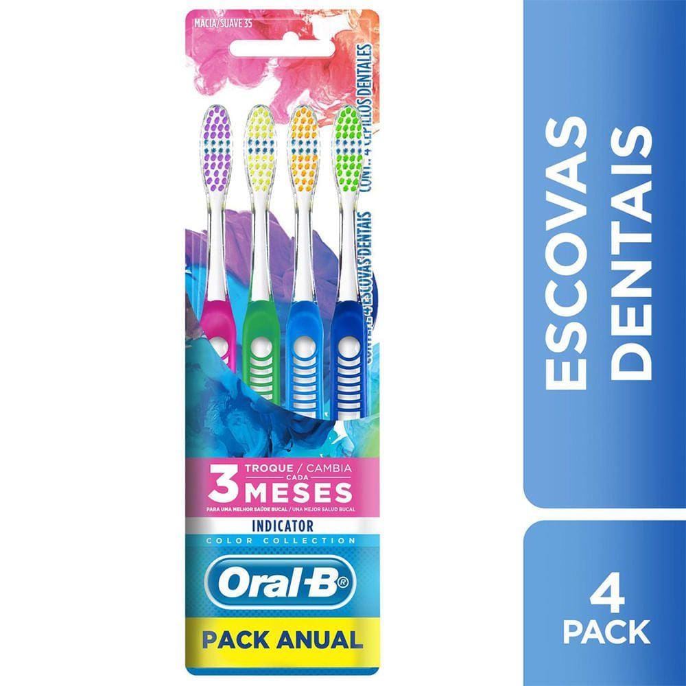 Escova Dental Oral-B Indicator Color Collection Macia Cabeça 35 Cores Sortidas