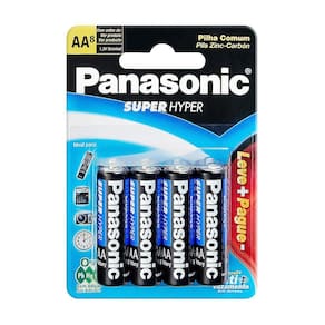 Pilha Panasonic AA Super Hyper 8 Unidades Leve Mais Por Menos