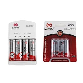 Carregador Mox 8 Pilhas Recarregável Aa/Aaa 2600mha 1000mha