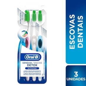 Escova Dental Oral-B Gengiva Detox Ultrafino Extra Macia Cores Sortidas 3 Unidades