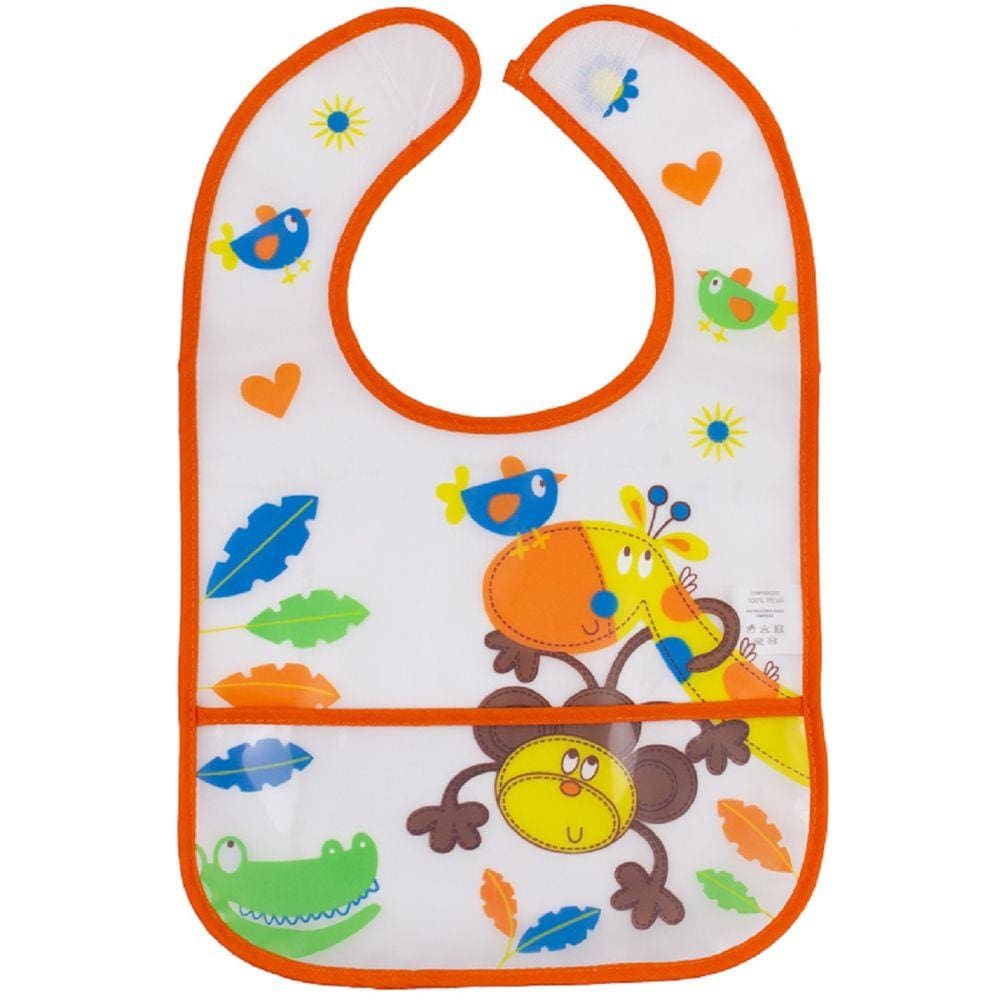 Babador Impermeável Com Bolso Amigos Animais - Comtac Kids