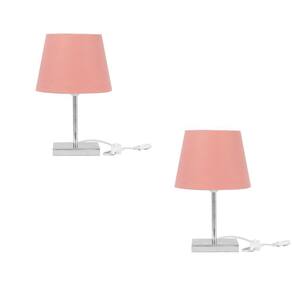Kit 2 Abajur Eros Dome Rosa com Base Quadrada Magnifico