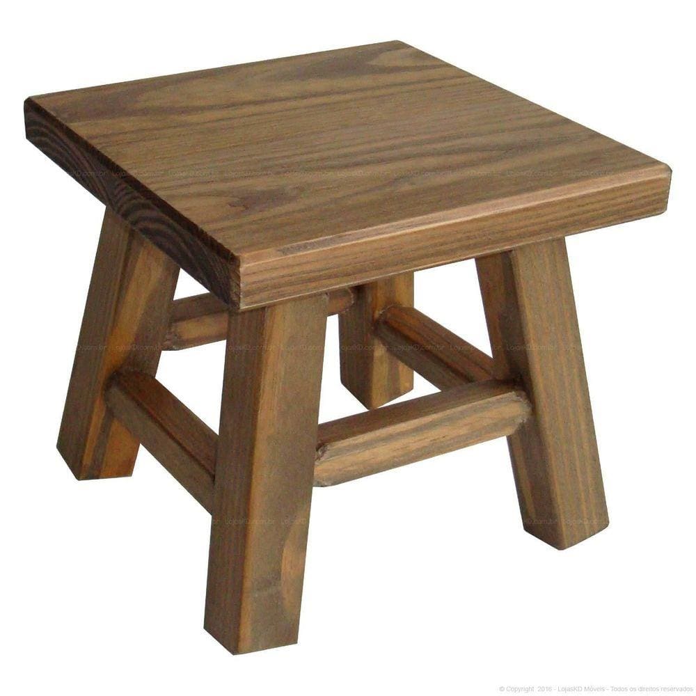 Banqueta Mini Hardman Madeira Padrão Nogueira 25x25x22cm