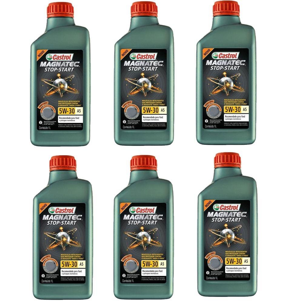 Kit 6 Oleo Castrol Magnatec 5w30 Sintético A5/B5 Sn