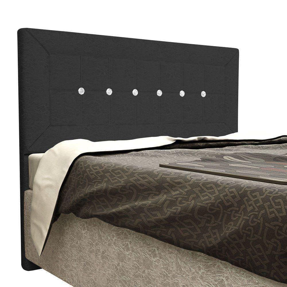 Cabeceira Vegas Cama Box Casal 140 Cm Suede Preto Amassado