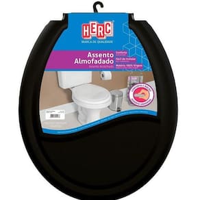 Tampa De Vaso Sanitário Universal Oval Preto Almofadado