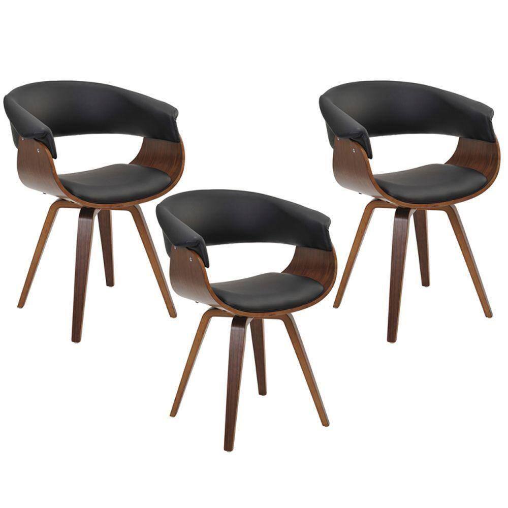 Kit 03 Cadeiras Giratórias Home Office Ohana Pu Preto