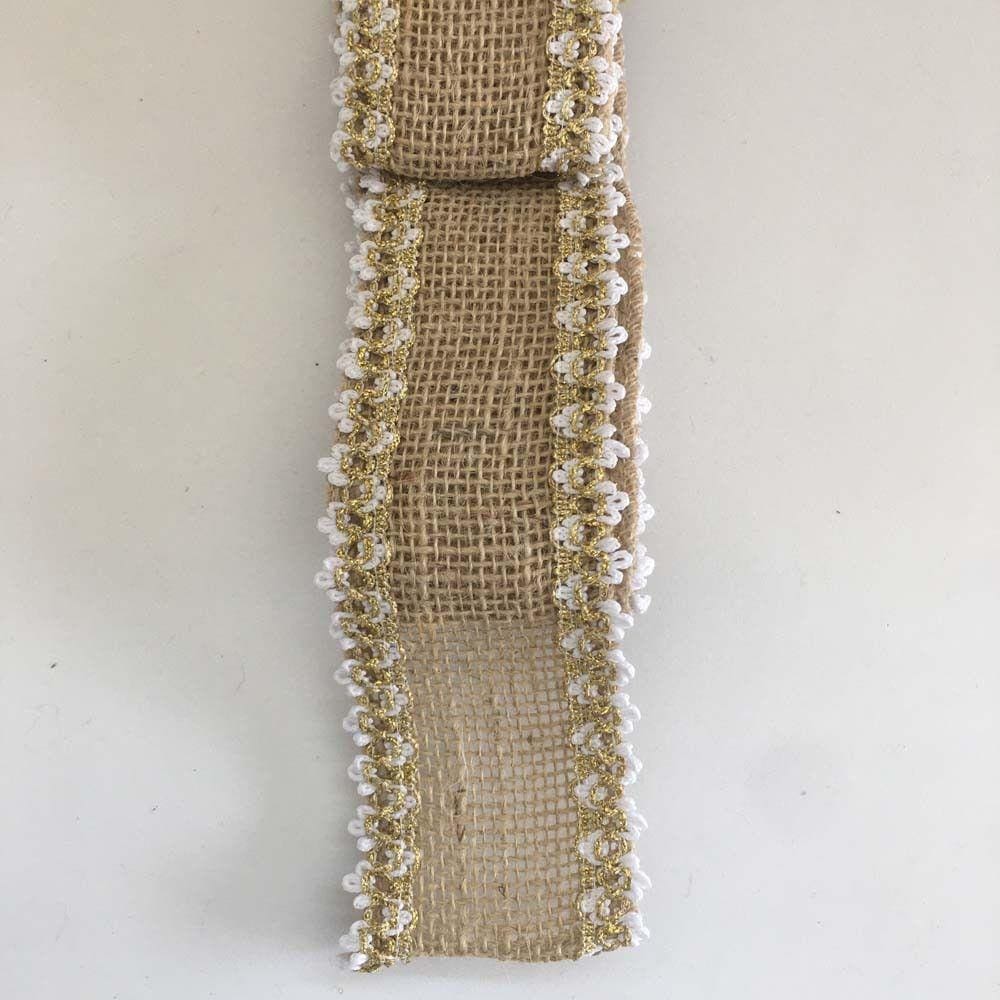 FITA DE JUTA COM GALÃO OURO 2m x 5cm  