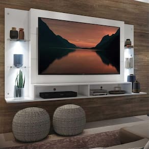 Painel TV 60" com 4 Leds e Prateleiras de Vidro Vegas Multimóveis