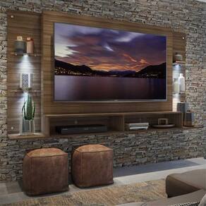 Painel TV 60" com 4 Leds e Prateleiras de Vidro Vegas Multimóveis