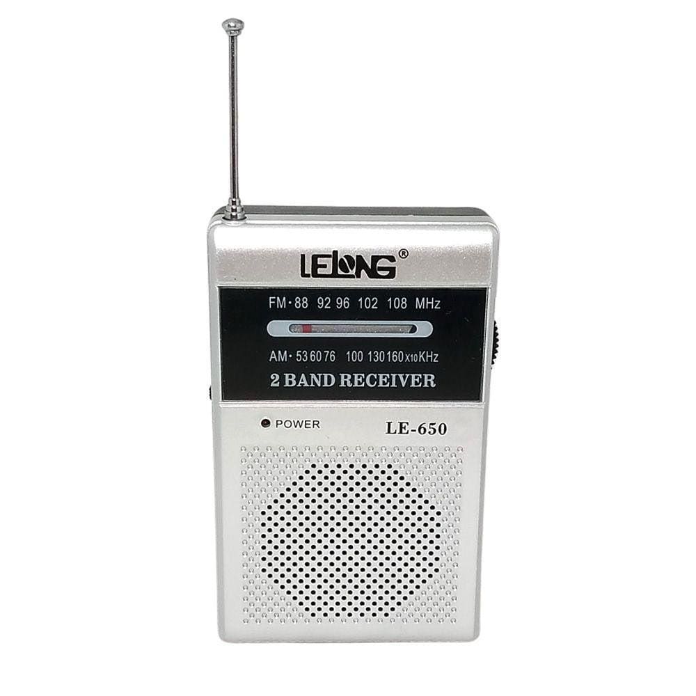 Rádio De Bolso Amfm Prateado Le650-Lelong-Fone Ouvido