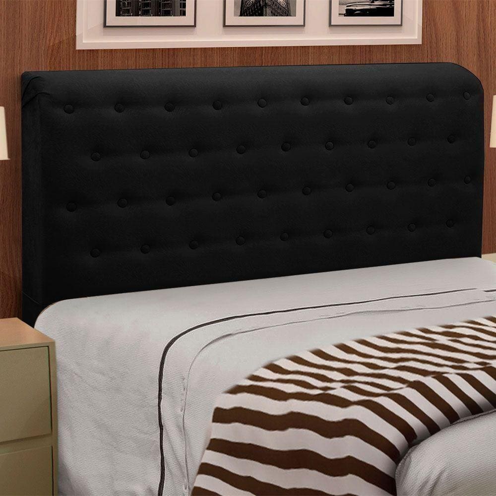 Cabeceira Giovana Cama Box Casal 140 Cm Suede Preto Drossi