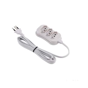 Extensão 3 tomadas Slim tripolar 5 metros bivolt- Branco